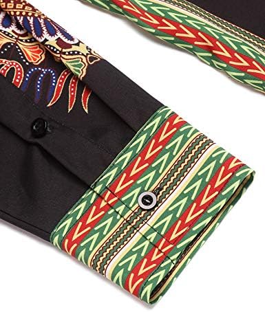 Coofandy muške afričke košulje za štampanje dugih rukava dugačka majica s dugim rukavima dolje svijetla