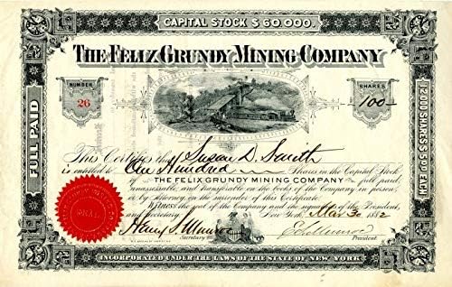 Felix Grundy Mining Co. - Certifikat Zaliha